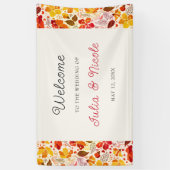 Burnt Orange Tropical Hibiskus Florals Wedding Banner (Vertikal)