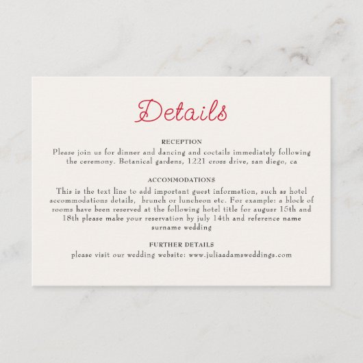 Burnt Orange Tropical Hibiskus Florals Wedding Begleitkarte (Vorderseite)