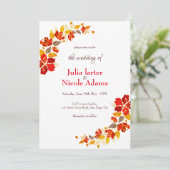 Burnt Orange Tropical Hibiskus Florals Wedding Einladung (Stehend Vorderseite)