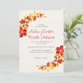 Burnt Orange Tropical Hibiskus Florals Wedding Einladung (Stehend Vorderseite)