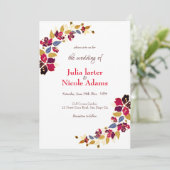 Burnt Orange Tropical Hibiskus Florals Wedding Einladung (Stehend Vorderseite)