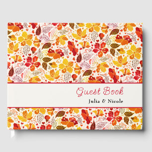 Burnt Orange Tropical Hibiskus Florals Wedding Gästebuch