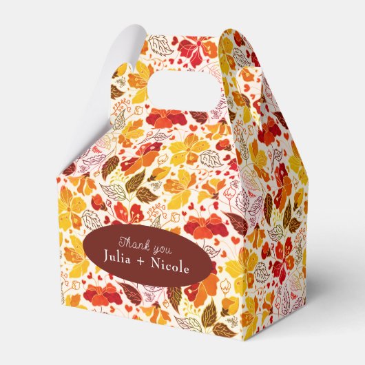 Burnt Orange Tropical Hibiskus Florals Wedding Geschenkschachtel (Vorderseite)