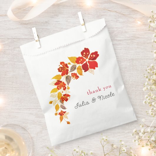 Burnt Orange Tropical Hibiskus Florals Wedding Geschenktütchen (Ausgeschnitten)