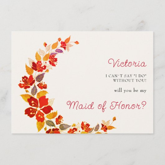 Burnt Orange Tropical Hibiskus Florals Wedding Menükarte (Vorderseite)