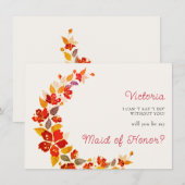 Burnt Orange Tropical Hibiskus Florals Wedding Menükarte (Vorne/Hinten)