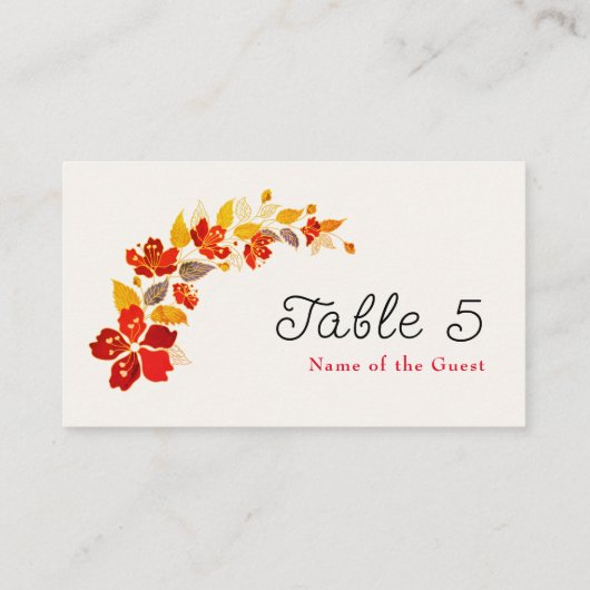 Burnt Orange Tropical Hibiskus Florals Wedding Platzkarte (Rückseite)