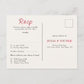 Burnt Orange Tropical Hibiskus Florals Wedding Postkarte (Rückseite)