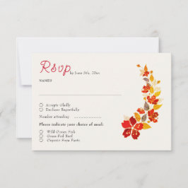 Burnt Orange Tropical Hibiskus Florals Wedding RSVP Karte