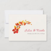 Burnt Orange Tropical Hibiskus Florals Wedding RSVP Karte (Rückseite)