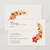 Burnt Orange Tropical Hibiskus Florals Wedding RSVP Karte (Vorne/Hinten)