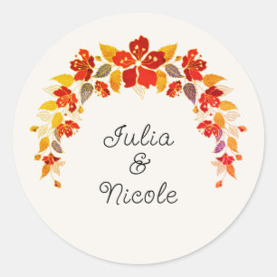 Burnt Orange Tropical Hibiskus Florals Wedding Runder Aufkleber