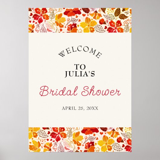 Burnt Orange Tropischer Hibiskus Flora Brautparty Poster (Vorne)