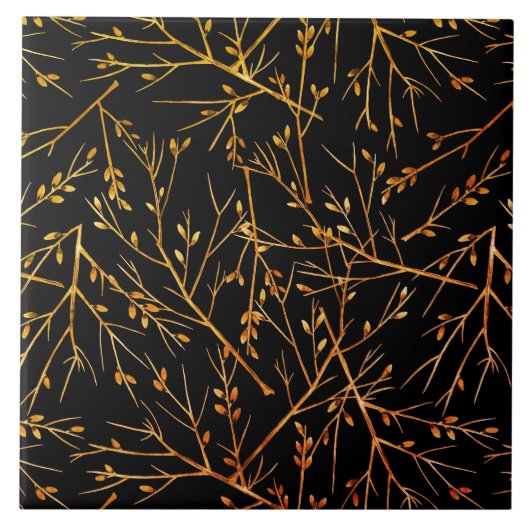Burnt Orange Twigs auf Black Fliese (Vorderseite)
