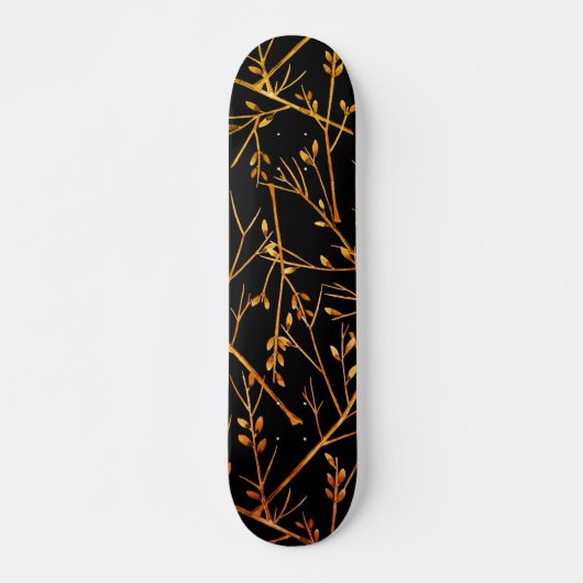 Burnt Orange Twigs auf Black Skateboard (Vorne)