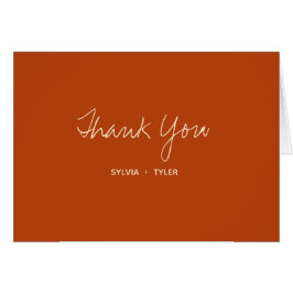 Burnt Orange Typografy Wedding Danke Card