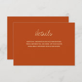 Burnt Orange Typografy Wedding Details Begleitkarte (Vorne/Hinten)