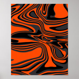 Burnt Orange und Black Fluid Art Poster