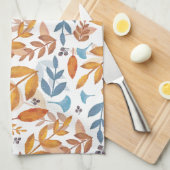 Burnt Orange und Blue Herbstlaubs Geschirrtuch (Viertel Falte)