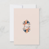 Burnt Orange und Blue Wedding Lesezeichen Dankeskarte (Rückseite)