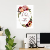 Burnt Orange und Burgund Red Wedding Willkommen Poster (Heimbüro)