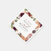 Burnt Orange und Burgund Rot Rustikale Flora Serviette (Ecke)