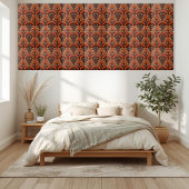 Burnt Orange und Deep Red Symmetric African Tile Fliese