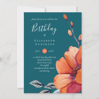 Burnt Orange und Dunkel Aquamariner Geburtstag