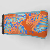 Burnt Orange und Electric Blue Tropical Blätter Golf Headcover (Vorderseite)
