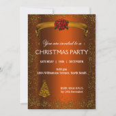 Burnt Orange und Gold Glitzer Weihnachten Einladung (Vorderseite)