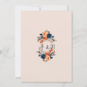 Burnt Orange und Navy Floral Save the Date Einladung (Rückseite)