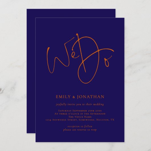 Burnt Orange und Navy Skript Wir machen QR-Code Ho Einladung (Vorne/Hinten)