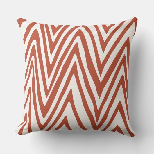 Burnt Orange und Off White Zebra Design Kissen (Vorderseite)