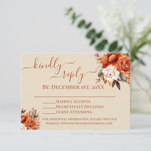 Burnt Orange und Rust Floral UAWG Einladung (Stehend Vorderseite)