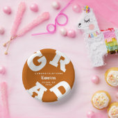 Burnt Orange und White Bold Abschluss Pappteller (Party)