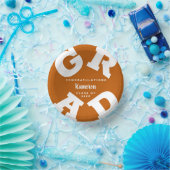 Burnt Orange und White Bold Abschluss Pappteller (Party)