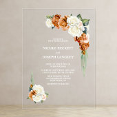 Burnt Orange und White Rose Floral Wedding Acryleinladungen