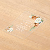 Burnt Orange und White Rose Floral Wedding Acryleinladungen (Ablage )