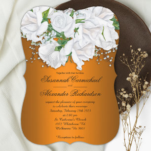 Burnt Orange und White Roses Wedding Einladung