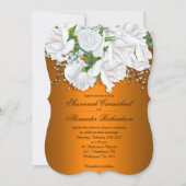 Burnt Orange und White Roses Wedding Einladung (Vorderseite)