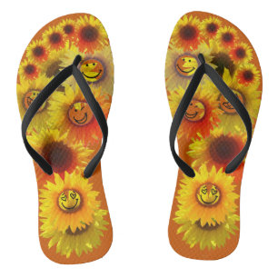 Burnt Orange Unisex Sonnenblumen Flip Flops Badesandalen
