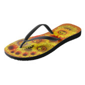 Burnt Orange Unisex Sonnenblumen Flip Flops Badesandalen (Schrägansicht)