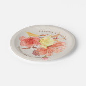 Burnt Orange Wasserfarbenfrohe Hochzeitsfeier Pappteller (Schrägansicht)