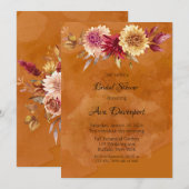 Burnt Orange Watercolor Dahlia Brautparty Einladung (Vorne/Hinten)