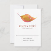 Burnt Orange Watercolor Fall Leaf Wedding RSVP Karte (Vorderseite)