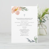 Burnt Orange Watercolor Florals Twins Taufe Einladung (Stehend Vorderseite)