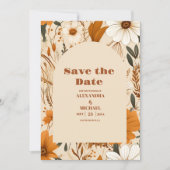 Burnt Orange Watercolor Wildblumen Hochzeit Save The Date (Vorderseite)