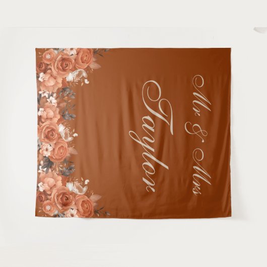 Burnt Orange Wedding Background Wandteppich (Vorderseite (Horizontal))