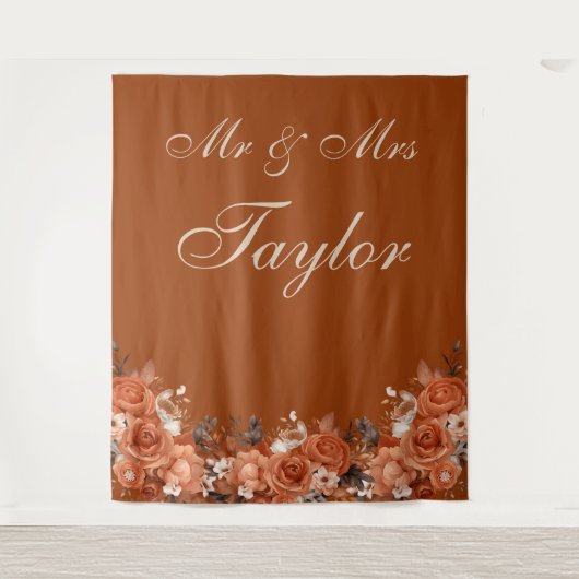 Burnt Orange Wedding Background Wandteppich (Vorderseite)