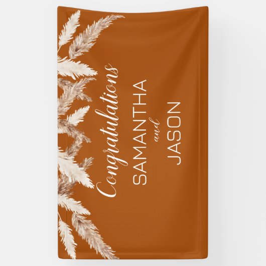 Burnt Orange Wedding Congratulation Banner (Vertikal)
